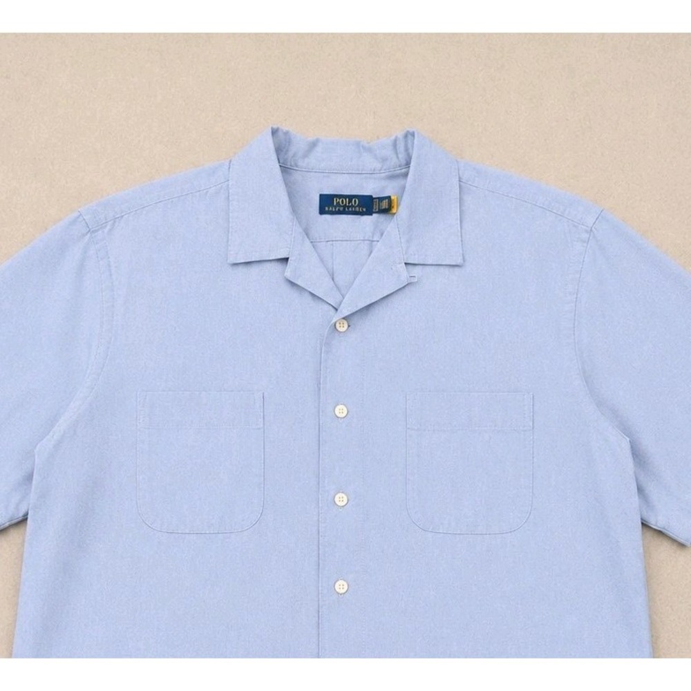 NWT Polo Ralph Lauren Big & Tall 2XLT Oxford Camp Shirt Light Blue Short Sleeve - Picture 4 of 12